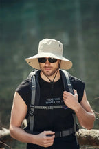 Men's Wide Brim Sun Hat - Waterproof UV Protection Safari Bucket Hat for Fishing, Hiking, and Outdoor Activities.