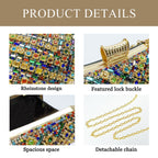 Luxury Rhinestone & Pearl Encrusted Evening Clutch - Elegant Geometric Pattern Party Purse with Detachable Chain Strap
