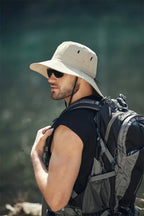 Men's Wide Brim Sun Hat - Waterproof UV Protection Safari Bucket Hat for Fishing, Hiking, and Outdoor Activities.