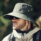 Men's Wide Brim Sun Hat - Waterproof UV Protection Safari Bucket Hat for Fishing, Hiking, and Outdoor Activities.