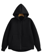 Women's Oversized Scuba Knit Zip-Up Hoodie | Premium Drop Shoulder Fleece Sweatshirt