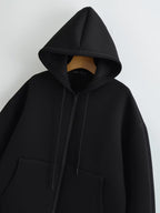 Women's Oversized Scuba Knit Zip-Up Hoodie | Premium Drop Shoulder Fleece Sweatshirt