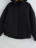 Women's Oversized Scuba Knit Zip-Up Hoodie | Premium Drop Shoulder Fleece Sweatshirt