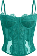 Dealmore Lace Corset Top for Women – Mesh Bustier Crop Tank for Parties, Date Nights & Going Out