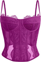 Dealmore Lace Corset Top for Women – Mesh Bustier Crop Tank for Parties, Date Nights & Going Out
