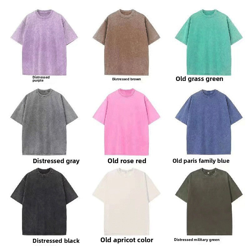 230g Heavyweight Pure Cotton Oversized T-Shirt | Vintage Acid Wash Streetwear
