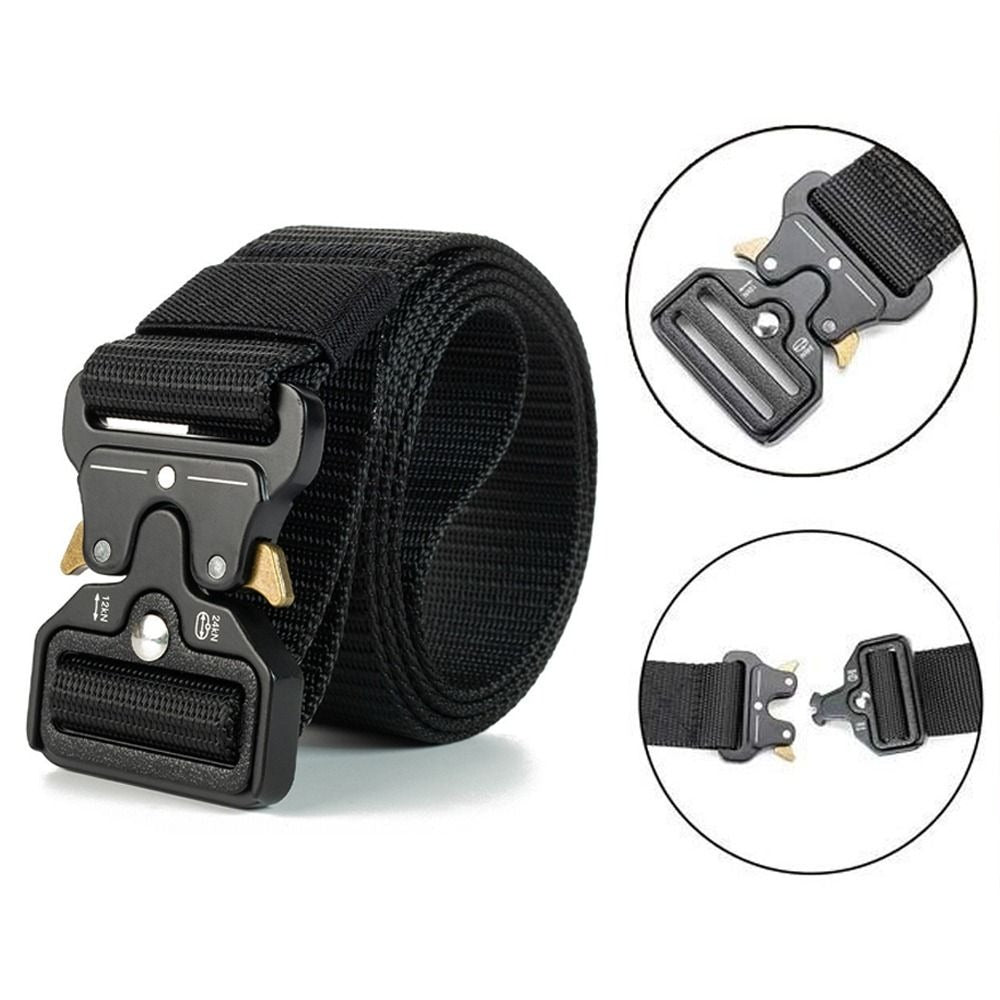 Heavy Duty Tactical Nylon Belt with Quick-Release Metal Buckle - Military Style Combat Belt for Men