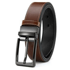Men's Premium Double-Sided Cowhide Leather Belt | Adjustable Rotating Metal Buckle | High-Quality Business & Casual Reversible Belt