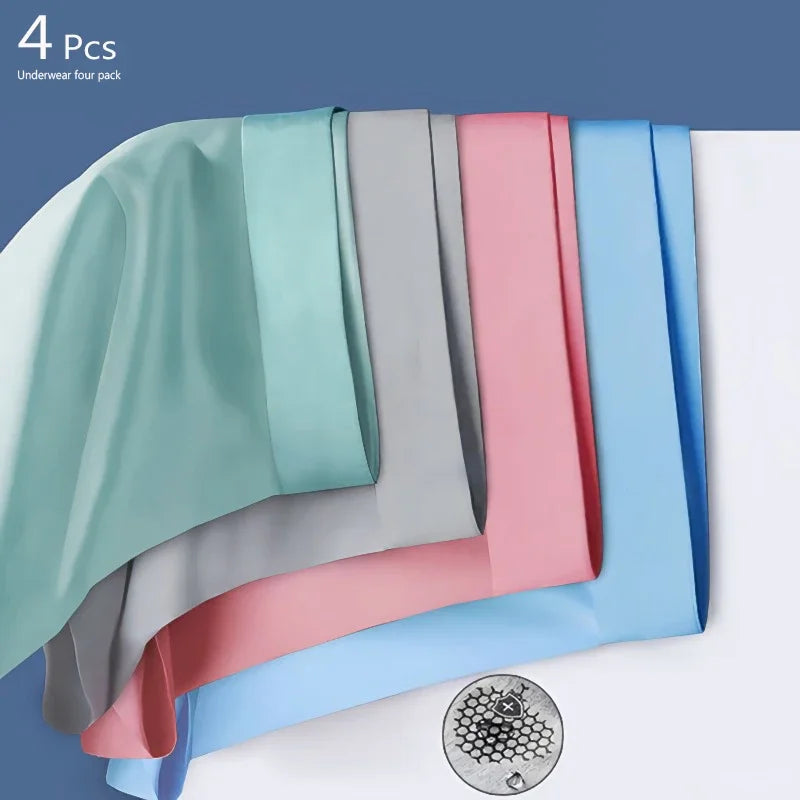 Premium Men’s Ice Silk Seamless Antibacterial Underwear (Pack of 4/5)