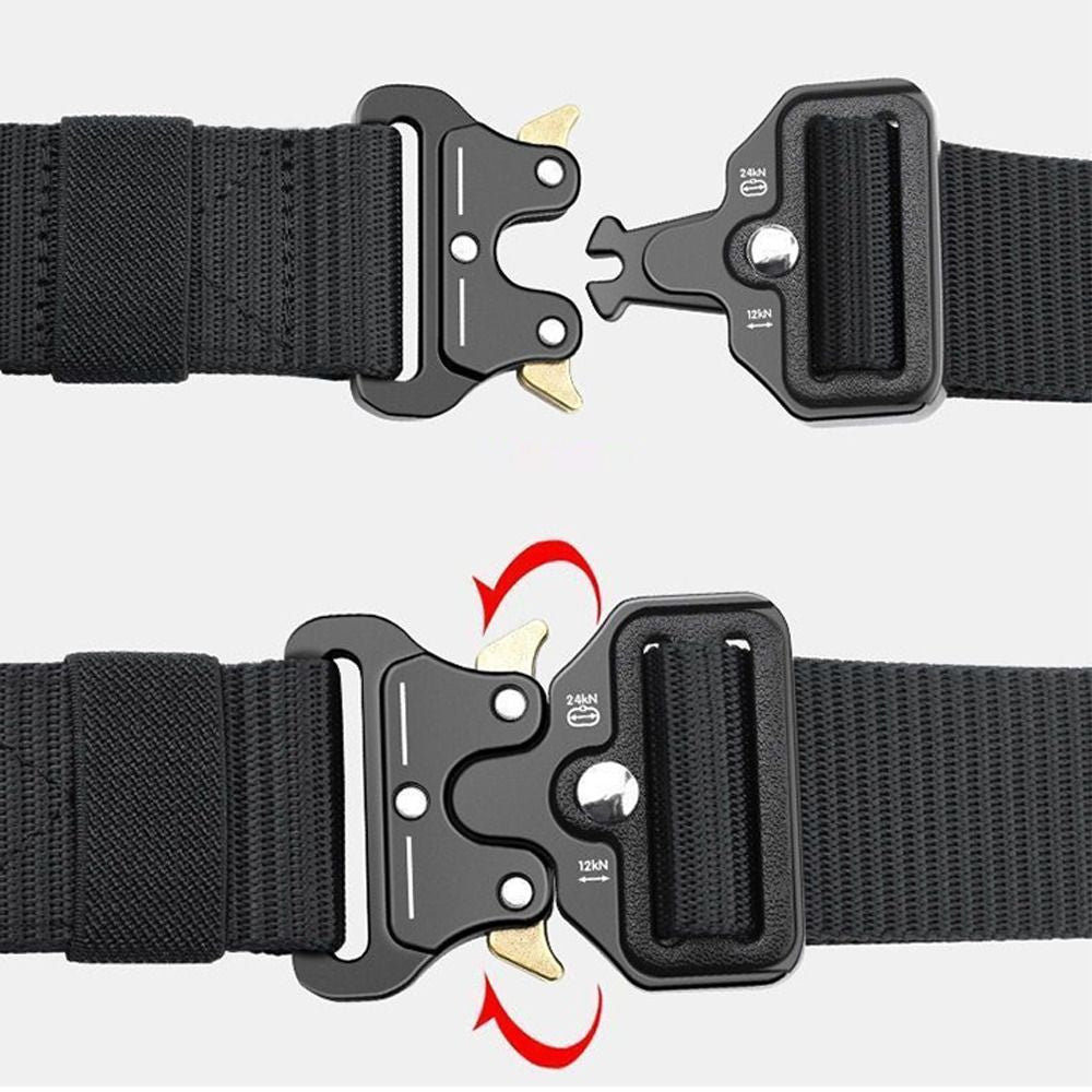 Heavy Duty Tactical Nylon Belt with Quick-Release Metal Buckle - Military Style Combat Belt for Men
