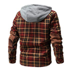 Men's Heavyweight Fleece-Lined Plaid Shirt Jacket - Retro Hooded Winter Flannel Coat