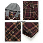 Men's Heavyweight Fleece-Lined Plaid Shirt Jacket - Retro Hooded Winter Flannel Coat