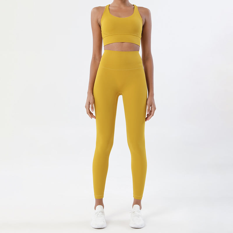 Premium High-Waist Seamless Yoga Set – Breathable Sports Bra & Leggings