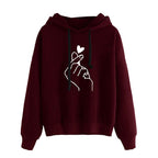 Finger Heart Korean Style Oversized Hoodie - Aesthetic K-Pop Streetwear Pullover