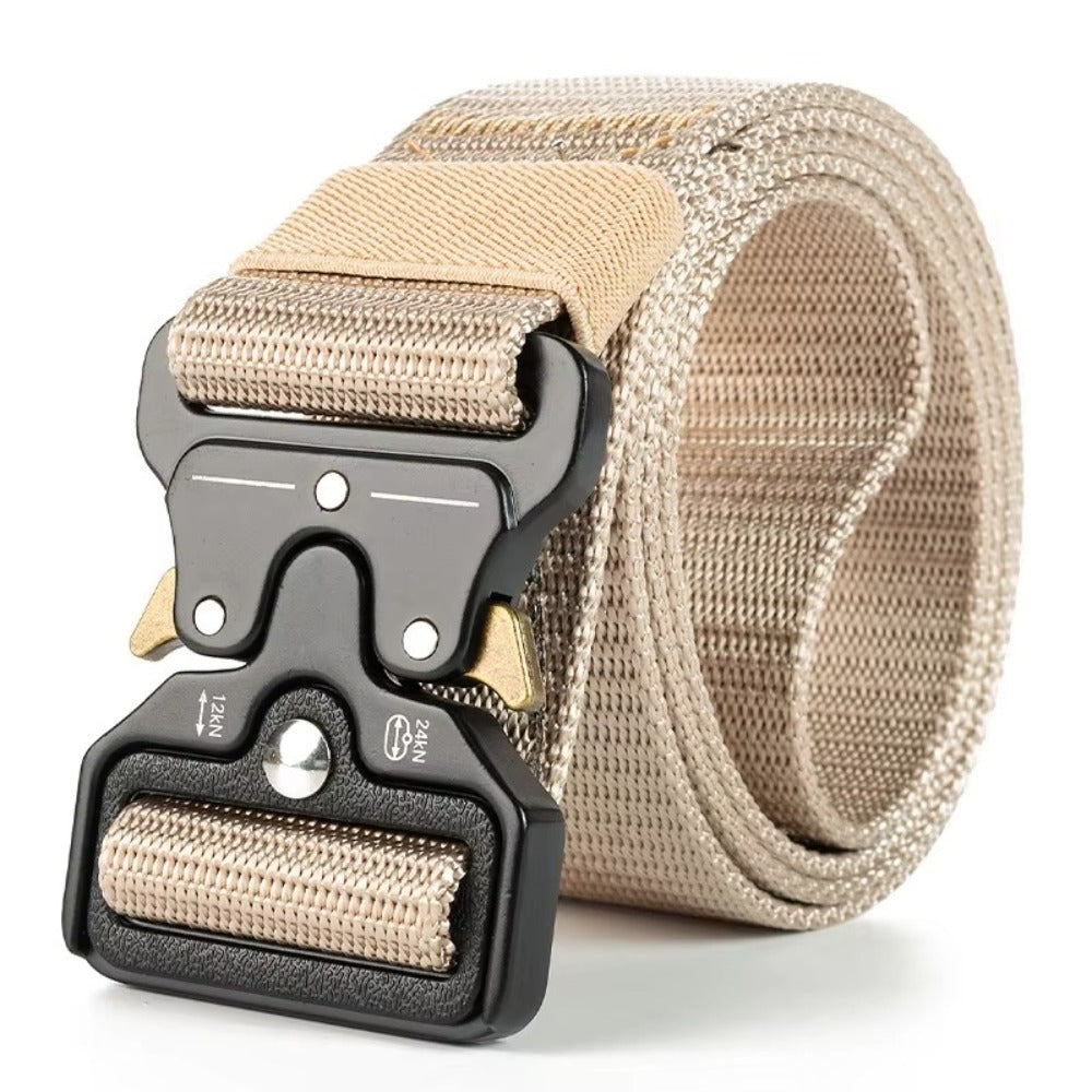 Heavy Duty Tactical Nylon Belt with Quick-Release Metal Buckle - Military Style Combat Belt for Men