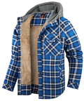 Men's Heavyweight Fleece-Lined Plaid Shirt Jacket - Retro Hooded Winter Flannel Coat