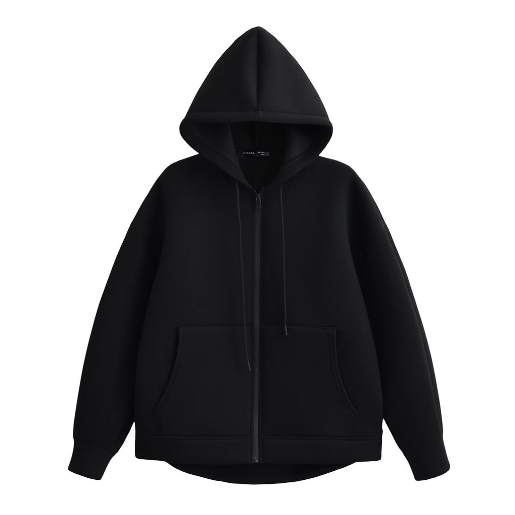 Women's Oversized Scuba Knit Zip-Up Hoodie | Premium Drop Shoulder Fleece Sweatshirt