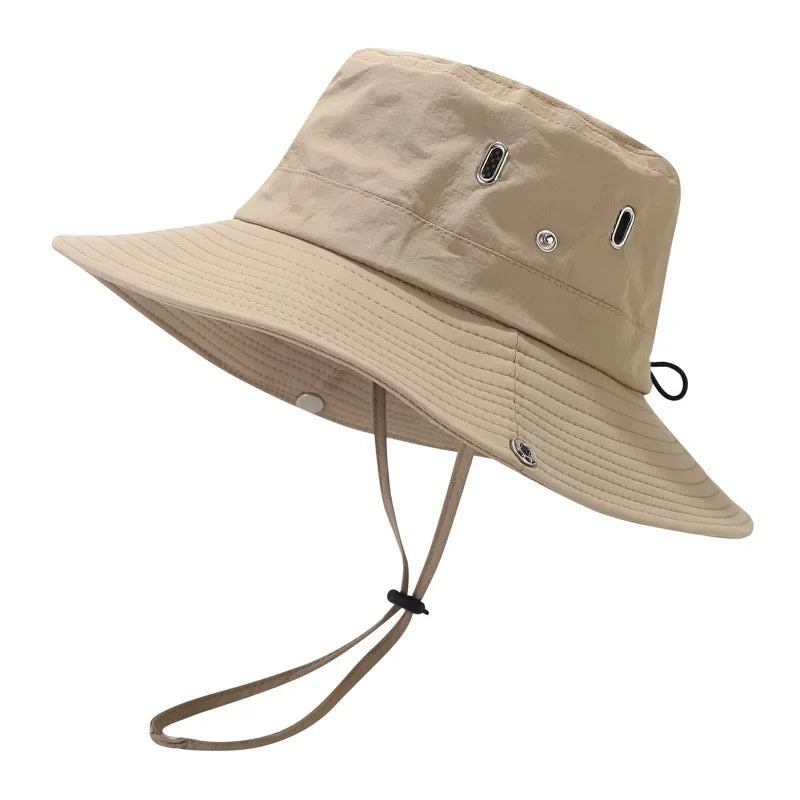 Men's Wide Brim Sun Hat - Waterproof UV Protection Safari Bucket Hat for Fishing, Hiking, and Outdoor Activities.