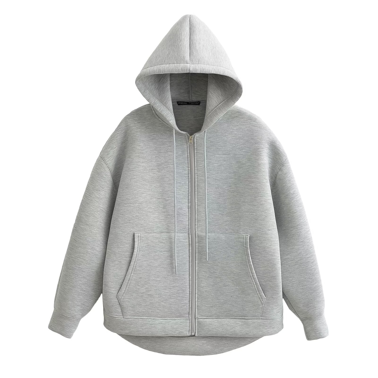 Women's Oversized Scuba Knit Zip-Up Hoodie | Premium Drop Shoulder Fleece Sweatshirt