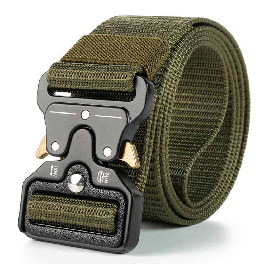 Heavy Duty Tactical Nylon Belt with Quick-Release Metal Buckle - Military Style Combat Belt for Men