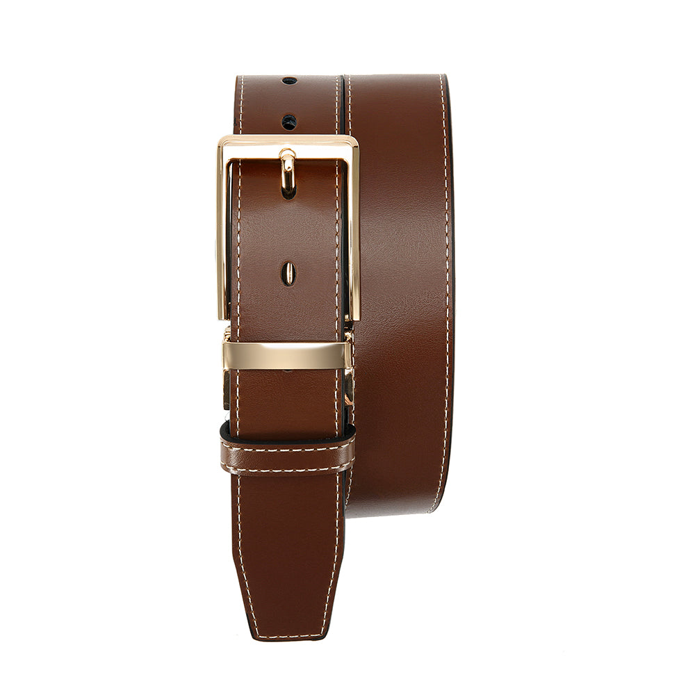 Men's Premium Double-Sided Cowhide Leather Belt | Adjustable Rotating Metal Buckle | High-Quality Business & Casual Reversible Belt