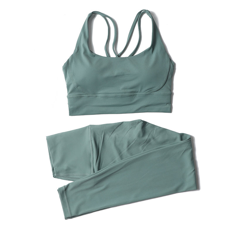Premium High-Waist Seamless Yoga Set – Breathable Sports Bra & Leggings