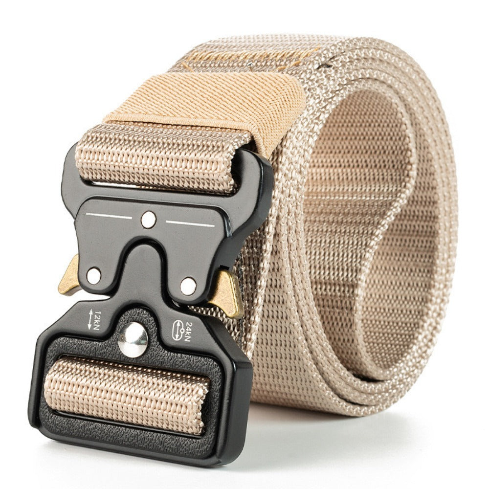 Heavy Duty Tactical Nylon Belt with Quick-Release Metal Buckle - Military Style Combat Belt for Men