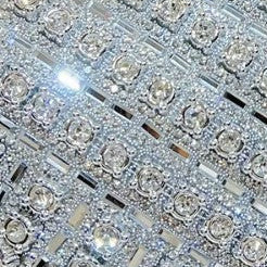 Luxury Rhinestone & Pearl Encrusted Evening Clutch - Elegant Geometric Pattern Party Purse with Detachable Chain Strap