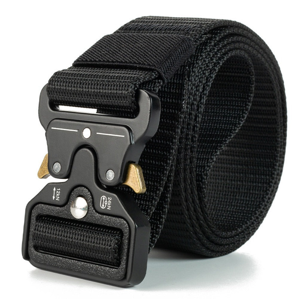 Heavy Duty Tactical Nylon Belt with Quick-Release Metal Buckle - Military Style Combat Belt for Men