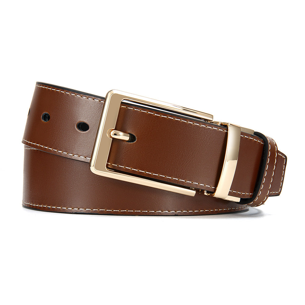 Men's Premium Double-Sided Cowhide Leather Belt | Adjustable Rotating Metal Buckle | High-Quality Business & Casual Reversible Belt