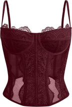 Dealmore Lace Corset Top for Women – Mesh Bustier Crop Tank for Parties, Date Nights & Going Out
