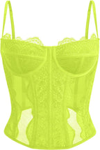 Dealmore Lace Corset Top for Women – Mesh Bustier Crop Tank for Parties, Date Nights & Going Out