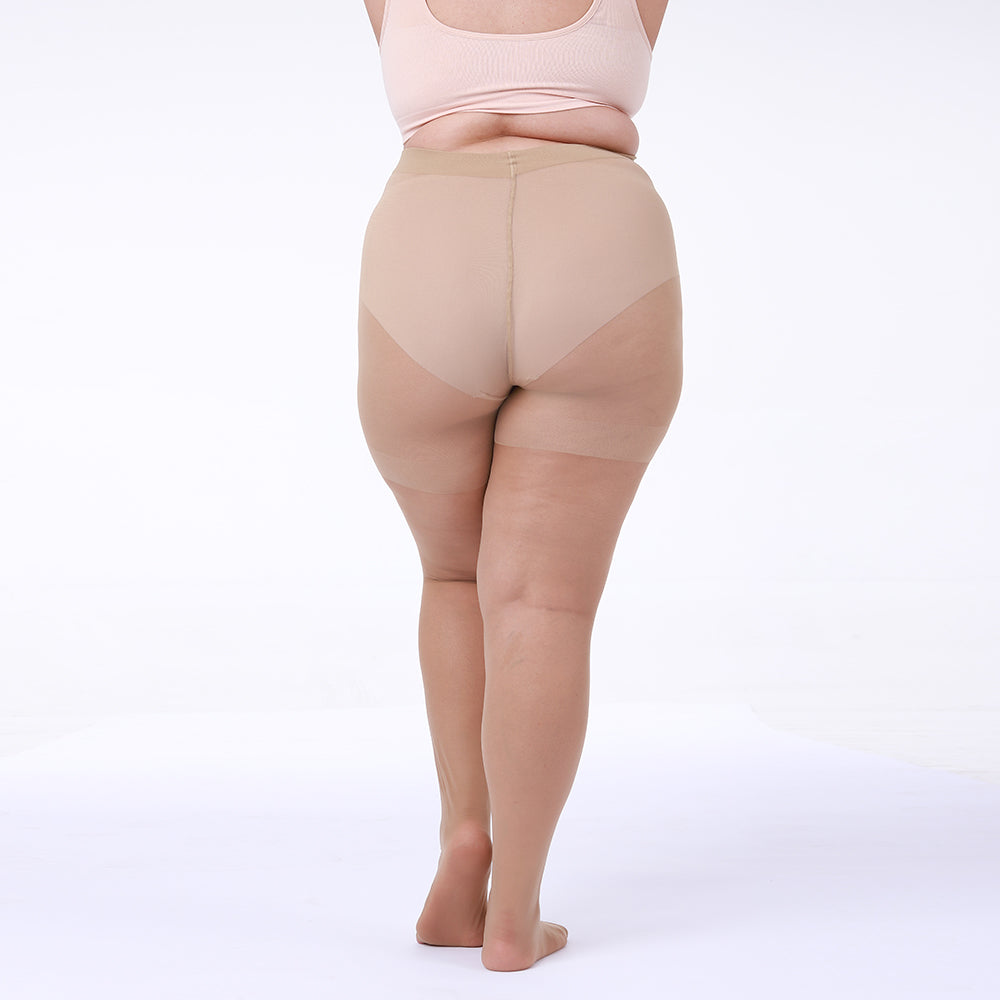2 Pairs Womens 20D Ultra Toeless Sheer Tights Open Toe Control Top Plus Size  Pantyhose