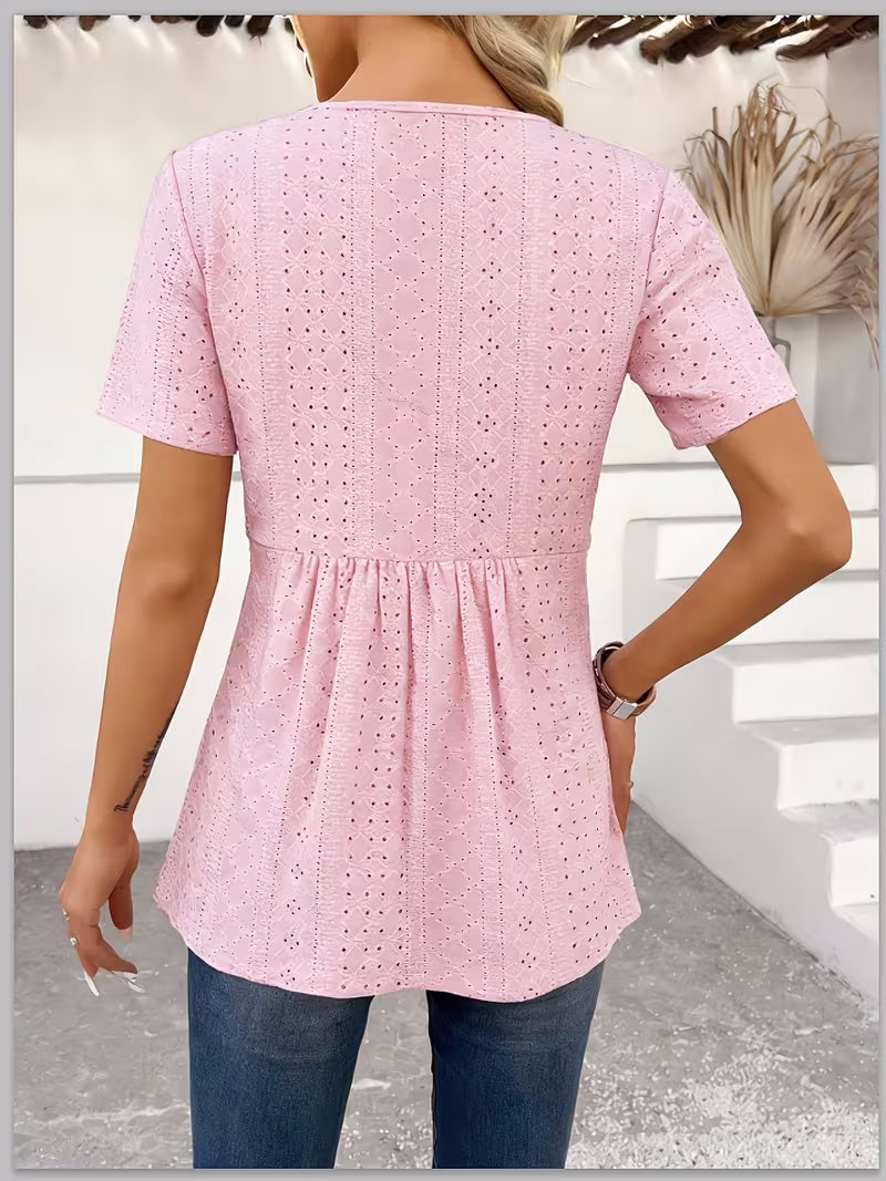 Women's Solid Color Simple Loose Round Neck Short Sleeve
