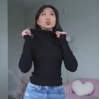 Ultra-Warm Fleece-Lined Ribbed Mock Neck Sweater – Premium Slim Fit Thermal Knit