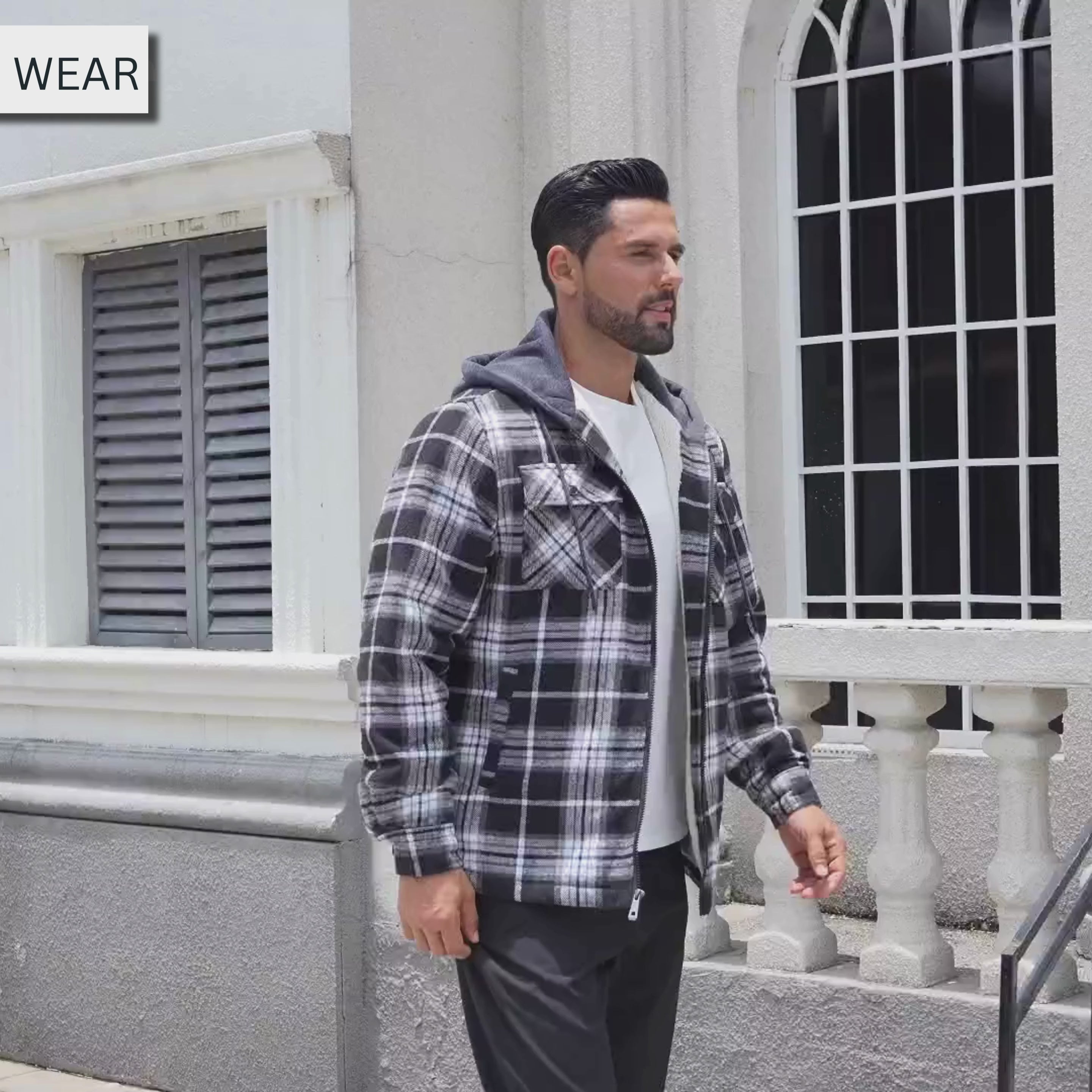 Men's Heavyweight Fleece-Lined Plaid Shirt Jacket - Retro Hooded Winter Flannel Coat